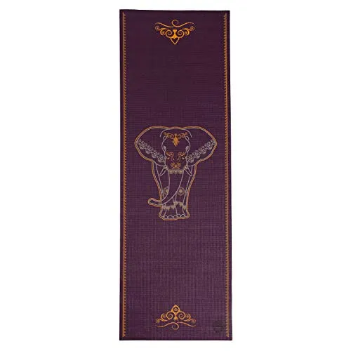 Bodhi Yogamatte Leela Collection - Big Elephant, aubergine - Sportmatte für Yoga, Pilates & Gymnastik mit rutschfester Noppenstruktur für optimalen Halt und Gelenkschutz. Waschbar und schadstofffrei für ein sicheres Workout.