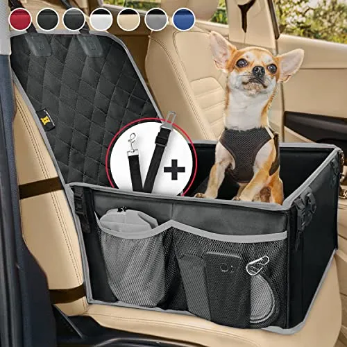 HELDENWERK® Hundeautositz extra stabil mit 5 Gurten Kratzfest & reißfest | Hunde Autositz für Rück- & Vordersitz, Rutschfester Boden, Sicherer Halt fürs Tier, Wasserfest, Sicherheitsklicksystem