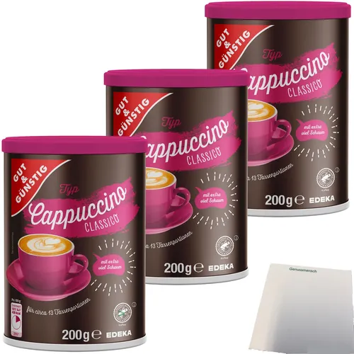 Gut&Günstig Cappuccino Classico Instant 3er Pack 3x200g Packung usy Block