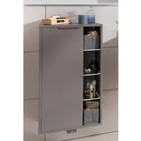 FACKELMANN B.Paris Midischrank – Moderner Hängeschrank mit Soft-Close-System - Unterschränke fürs Bad mit zeitgemäßem Cubanit Grau Design, Soft-Close-Türen und beleuchteten Fächern für optimalen Stauraum und Komfort.