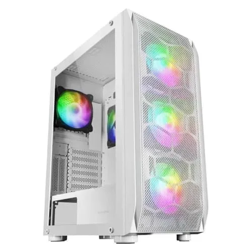 Mars Gaming MC-KX Weiß, Premium E-ATX Tower, Freezer CPU System, 5 Ultraleise ARGB Lüfter, ARGB Controller und RF Controller, Mesh Front