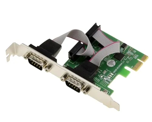 KALEA-INFORMATIQUE PCI Express PCIe Serial RS232 Controller-Karte mit 2 Ports und ASIX-Chipsatz mit Low- und HIGH Profile-Winkeln.