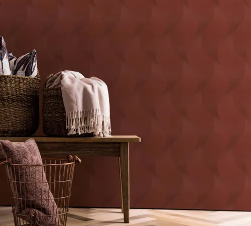 Tapete Rot Metallic Grafisch für Wohnzimmer 10,05 x 0,70m MADE IN GERMANY