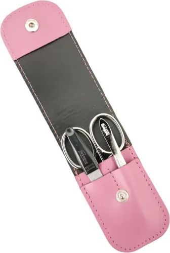 EloModa Maniküre-Etui 3-teiliges Solingen Maniküre Set mit Leder Etui, Nagelschere, Feile, 3 tlg., Made in Germany