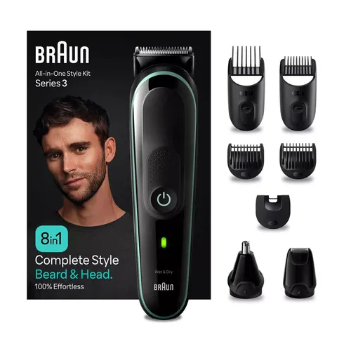 Braun All-In-One Bartpflege Bodygroomer Set MGK3441 - 8-in-1 Barttrimmer und Haarschneider, wasserdicht mit 80 Min. kabelloser Laufzeit und präziser Rasur