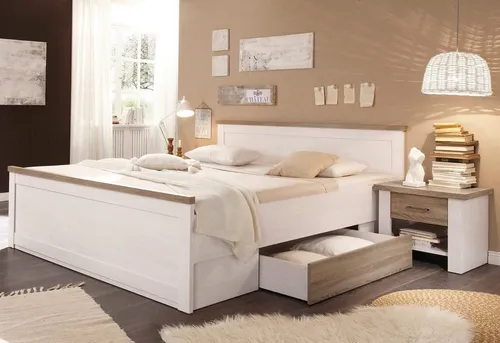 Schlafkontor Bett Luca, inklusive Schubkasten - Betten - Bequemes Bett »Luca« mit modernem Design, 91 cm hohem Kopfteil und praktischem Schubkasten für zusätzlichen Stauraum.