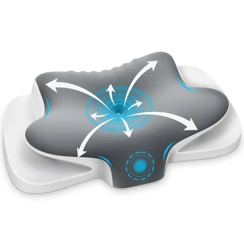 Ehomfory Nackenstützkissen Atmungsaktiv Memory Foam Kissen Nackenkissen Kopfkissen, Ergonomisch Seitenschläferkissen für Seiten, Rücken & Bauchschläfer, 65x37x10/12cm
