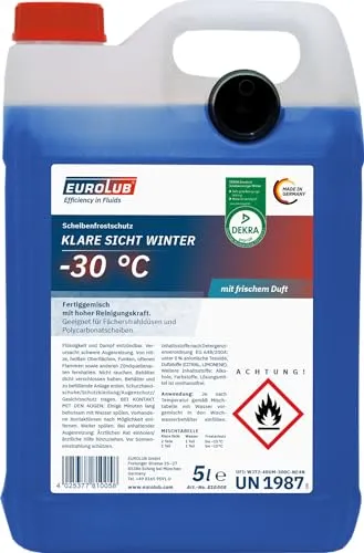 EUROLUB 810005 Scheibenfrostschutz -30°C, 5 Liter - Frostschutz für Kühlsysteme, optimale Sicht bei winterlichen Bedingungen dank klarer Mischung, schützt bis -30°C
