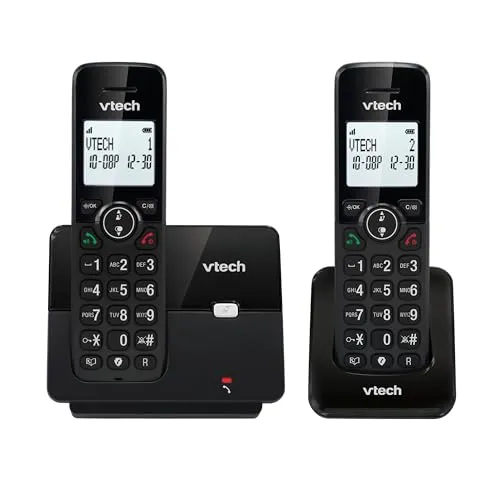 VTECH CS2001 Schnurloses DECT-Telefon mit 2 Mobilteilen - Festnetztelefon mit Anrufer-Identifikation und Blocker für unerwünschte Anrufe, zuverlässige Reichweite bis zu 300 m und ECO-Modus für Energieeinsparung.