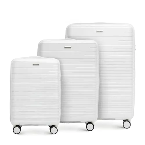 WITTCHEN FUERTA Line Kofferset - Hartgepäck in Weiß - Koffer aus robustem Polypropylen mit TSA-Schloss, 4 doppelten Lenkrollen und ergonomischem Teleskopgriff für mühelosen Transport. Ideal für Reisen mit Stil und Sicherheit.