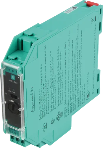 Pepperl+Fuchs Einspeisebaustein 24VDC/4A KFD2-EB2 - Eigensichere Barrieren mit 4A Speisestrom, LED-Statusanzeige und einfacher Montage auf Tragschiene, ideal für sichere Stromversorgung in industriellen Anwendungen.