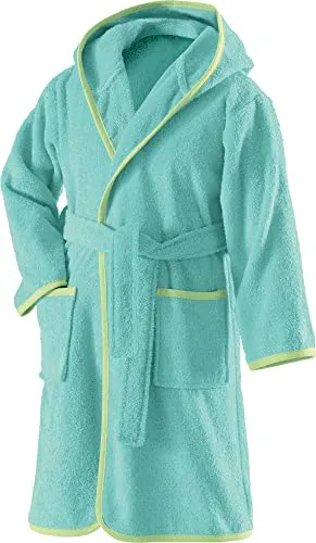 Erwin Müller Kinder-Bademantel mit Kapuze uni Frottier mint 158/164 - Babybadetücher & Kapuzenhandtücher, flauschiger Bademantel aus 100% Baumwolle mit Kapuze, Bindegürtel und Taschen für höchsten Komfort nach dem Baden.
