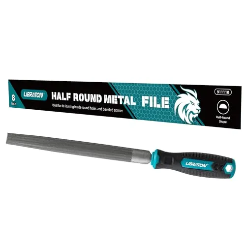 LIBRATON 200MM Halbrunde Metallfeile, Metallfeilenwerkzeug, Feile aus Kohlenstoffstahl, Handfeile für Metall, Metallbearbeitung, Holz, Kunststoff, Feile zum Verfeinern, Formen und Schaben