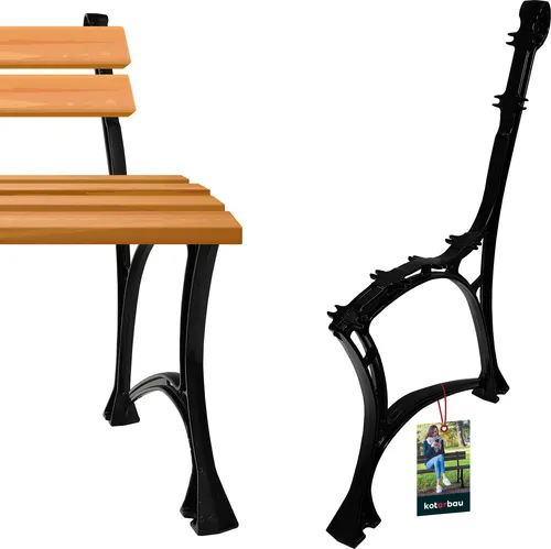 KOTARBAU® Bankfuß Schwarz 740x510 mm - Aluminium Bankgestell für Gartenbänke, robust und korrosionsbeständig. Ideal für langfristige Nutzung im Freien.