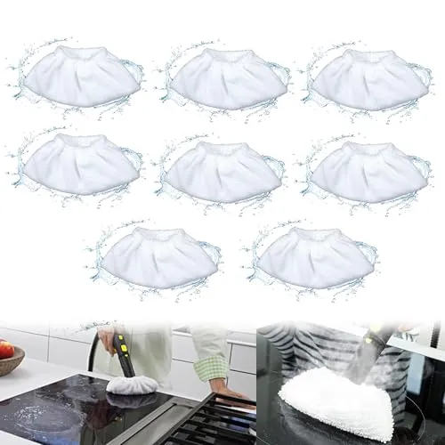Stück Mikrofaser Überzugsset Dampfreinigerzubehör für die Handdüse, Frottee Tuchset Handwerkzeug Classic und Comfort, Baumwolle Frottier-Abdeckung Pads Kompatibel die Meisten Dampfreiniger (Weiß) 8