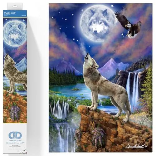 Diamond Dotz DD12-028 Wolf, ca. 47 x 67 cm groß, Diamond Painting, Malen mit Diamanten, funkelndes Bild zum Selbstgestalten, für Kinder und Erwachsene