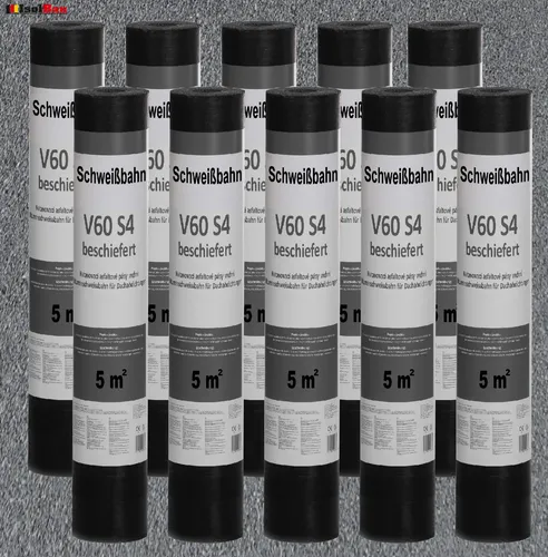 Schweißbahn V60 S4 beschiefert 10 x 5 m² GRAU - Dichtstoffe & Fugenmittel - Fäulnissichere Bitumenbahn für Dach, Balkon und Flachdach, ideal für langlebige Abdichtungen.