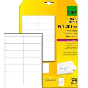 Sigel LA 321 Adressetiketten weiß 99.1 x 38.1 mm, 350 Stück von SIGEL
