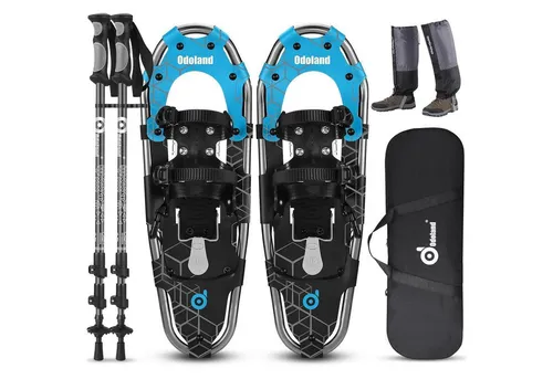 Odoland Schneeschuhe Allround 4 IN 1 mit Trekkingstöcken für Damen und Herren