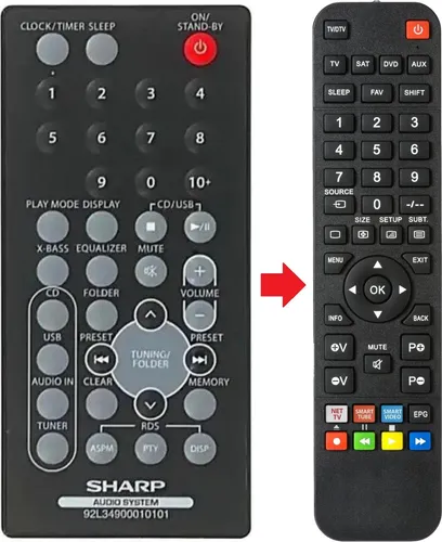 Fernbedienung geeignet für SHARP XL-UH1 | XLUH1 von ARKAIA