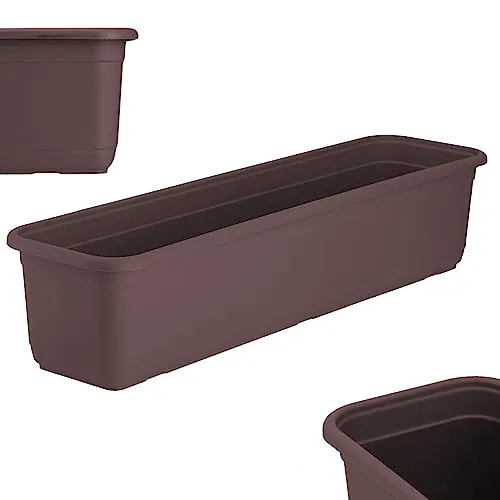 KADAX Blumenkasten 60 cm, Braun – Balkonkasten aus hochwertigem Kunststoff, Pflanzkasten für Innen- und Außenbereiche, Blumentopf für Balkon, Terrasse, Fensterbank