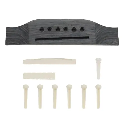 eMagTech Set mit 10 Stegen für Akustikgitarre, 6 Saiten, Gitarrenbrücke, Stegstifte mit Gitarrenbrücke, Sattelmuttern, Zubehör, Ersatz