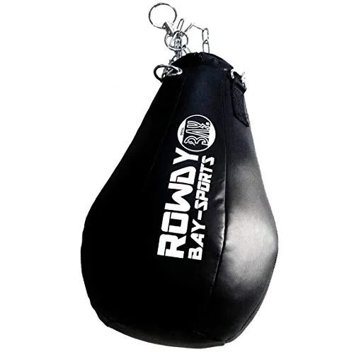 BAY® Rowdy fertig gefüllte Leder PU MAISBIRNE 60 cm Schlagbirne Boxbirne Boxsack mit Stahlkette Stahl Kette Aufhängung Sandsäcke gefüllt Maize Ball