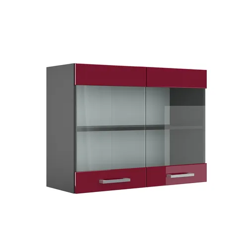 Vicco Glashängeschrank R-Line, Bordeaux Hochglanz in rot von Vicco