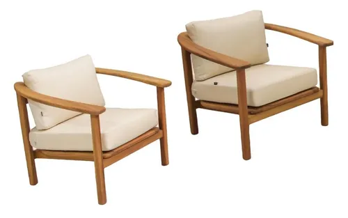 Relax Set Outdoor 2x Sessel - Modernes Gartenmöbel - Bequeme 2er-Sitzgruppe für den Garten, mit Arm- und Rückenlehnen. Ideal für entspannte Stunden im Freien. Robustes Holz, aktuelle Designs und 2 Jahre Herstellergarantie.