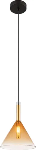 Pendellampe Esstischleuchte Hängelampe amber - Elegante Hängelampe für den Esstisch, aus schwarzem Metall und amberfarbenem Glas, sorgt für stimmungsvolles Licht und ist ideal für Wohnräume.