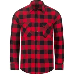 Flanellhemd Karohemd Holzfäller Arbeitshemd Flanell Hemd Baumwolle Gr. S-4XL NEU rot/schwarz kariert L