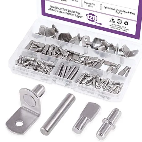 Swpeet 120 Stück Regalträger Stützen, Edelstahl Regalbodenträger Stützen in 5 Stile, Bodenträger kann verwendet Regalstütze für Möbel, Schränke, Bücherregale, Kommode, Regal