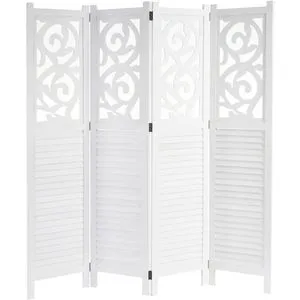 Mendler Paravent Istanbul, 4-teilig aus Holz mit Ornamenten - Eleganter Raumteiler für innen, aus hochwertigem Paulowniaholz mit lichtdurchlässigen Ornamenten. Ideal für mehr Privatsphäre und Gemütlichkeit, leicht aufstellbar und platzsparend faltbar.