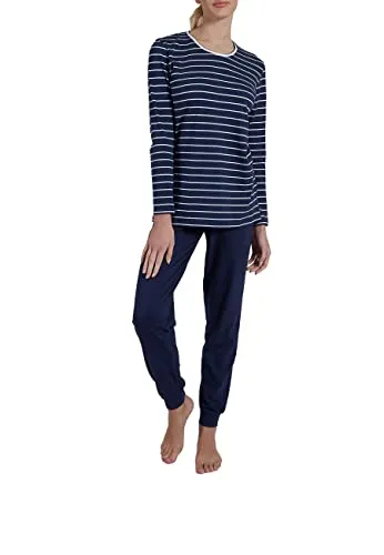 Götzburg Damen Langarm Pyjama Schlafanzug aus Baumwolle - Zweiteiliger Damen Pyjama mit bequemer Passform, Rundhalsausschnitt und Bündchen. Aus weicher Baumwolle für hohen Tragekomfort und angenehme Nächte. Ideal als Geschenk für besondere Anlässe.