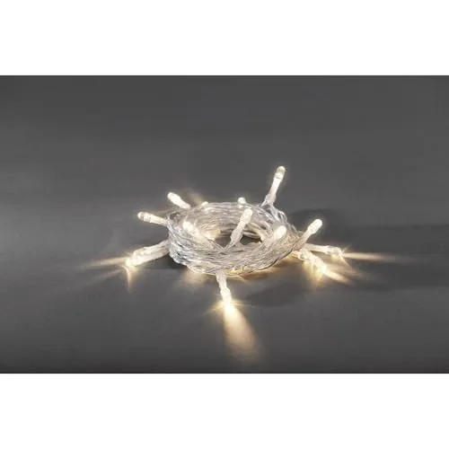 Konstsmide 1407-103 LED Lichterkette / für Innen / VDE geprüft / Batteriebetrieben: 2xAA 1.5V (exkl.) / mit Schalter und 6h Timer / 10 warm weiße Dioden / transparentes Kabel, warmweiß, 10 LEDs