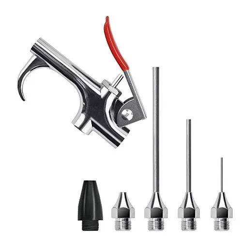 KLYNGTSK Druckluftpistolen Air Blow Gun Luftdruckpistole Kompressor Ausblaspistole Druckluft Ausblaspistole mit 3 stück Düse Hochdruck Staubblaspistole Reinigungswerkzeug für 1/4 Zoll Luftkompressor