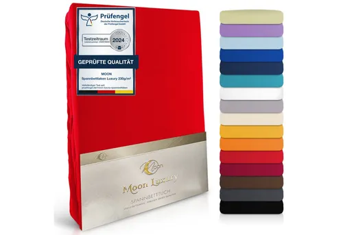 MOON Heimtextilien Spannbettlaken MOON-Luxury Spannbettlaken Jersey Stretch 230g/m², 97% Mako-Baumwolle 3% Elastan