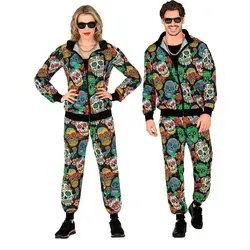 W WIDMANN MILANO Party Fashion - Kostüm Trainingsanzug Dia de los Muertos, leuchtendes 80er Jahre Outfit für Halloween und Gruppenkostüme