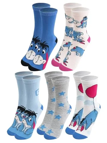 United Labels 5 Paar Disney I-Aah Esel Socken für Damen, blau, 38-43, Damensocken, Frauen Strümpfe