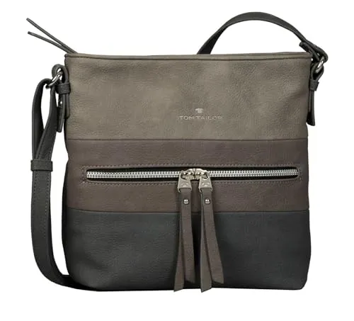 TOM TAILOR Ellen Damen Umhängetasche - Mittelgroßes Grey Crossbody Bag, praktischer Begleiter mit flexiblem Tragekomfort und modernem Colour-Blocking Design