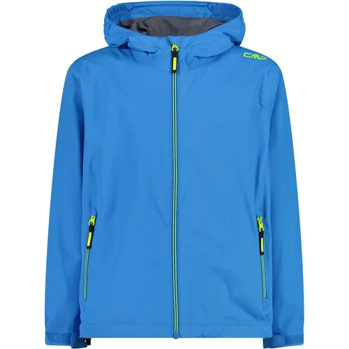 CMP Kid Jacket Fix Hood L839 Regata 164 - Wasserdichte Regenjacke für Jungen - Funktionsjacken, wind- und wasserdicht mit Clima Protect® Pro-Technologie, leicht verstaubar und atmungsaktiv für höchsten Komfort beim Outdoor-Sport.