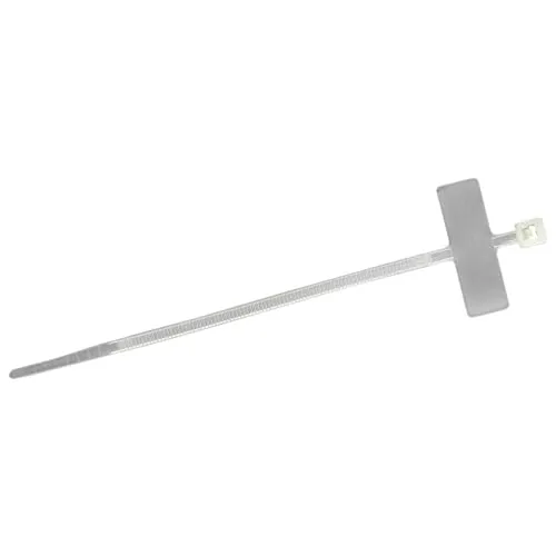 WETEC Kabelbinder mit anliegendem Markierfeld, natur, 2,5 x 100 mm (Befestigungsbinder Beschriftungsbinder Beschriftungskabelbinder Kabelband Kennzeichnungsbinder Montageband) (Pack à 100 Stück)