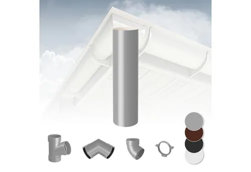 RainWay Dachrinne, Regenrinnen System (Fallrohr) - PVC-U Kunststoff in 4 Farben, für Dachflächen < 100m² empfohlen, Regenfallrohr PVC Plastik Gartenhaus
