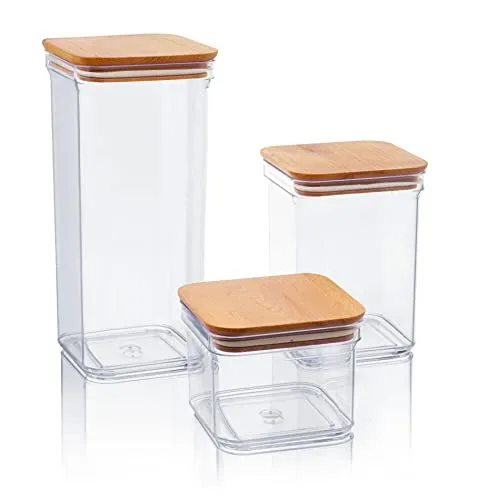 Lashuma Mehl Aufbewahrungsbehälter luftdicht, Kaffee Dosen Set transparent, 3er Set Küchendosen Plastik