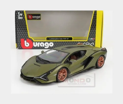 Bburago Lamborghini Sian FKP 37 1:24 Diecast Modellauto - Erlebe die Nachbildung des Lamborghini Sian FKP 37 im Maßstab 1:24. Mit öffnenden Türen und hochwertigen Details ist dieses Modellauto ein Muss für Sammler und Autoliebhaber. Offizielle Lizenz von Lamborghini.