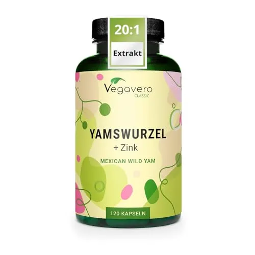 Yamswurzel Kapseln | 1.000 mg Mexican Wild Yam Extrakt - Medikamente bei Wechseljahren, enthält 200 mg Diosgenin pro Tagesdosis für natürliche Unterstützung, laborgeprüft und ohne Zusatzstoffe aus deutscher Produktion.