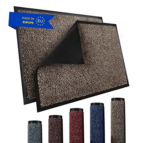 TRIBURG® Fußmatte 40x60 Beige Schwarz - Schmutzfangmatte 40 x 60 wetterfest, wasserfest, waschbar - Fußmatte außen/innen -rutschfeste Fussmatte Aussenbereich und Innenbereich