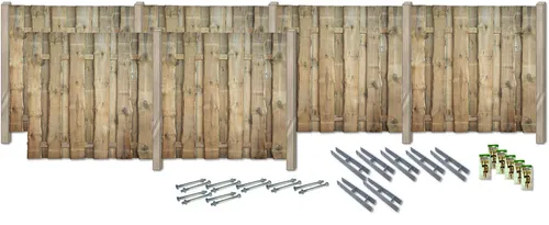 KONIFERA Sichtschutzelement FULLERTON - Komplettset mit Zubehör, Rustikale Bohlen, verschiedene Längen - Verleihen Sie Ihrem Garten mit dem rustikalen Sichtschutzelement FULLERTON einen natürlichen Charme. Hergestellt aus sägerauhen Bonanzabrettern, sorgt es für eine stilvolle Abgrenzung und individuelle Gestaltungsmöglichkeiten.