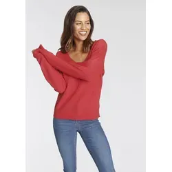 V-Ausschnitt-Pullover TAMARIS, Damen, Gr. 32/34, orange von Tamaris