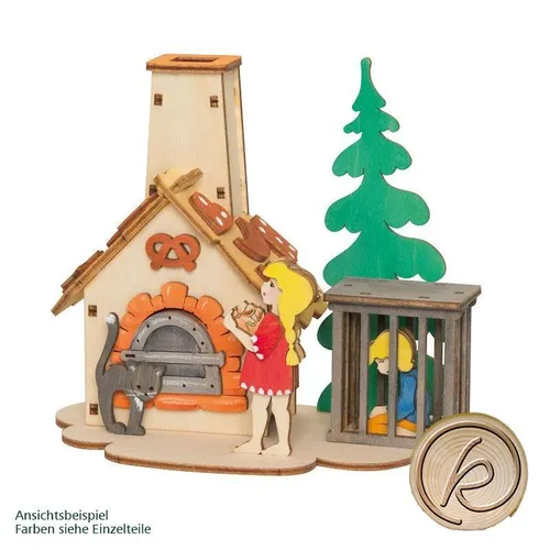 Rauchhaus Rauchofen Hänsel & Gretel Holz-Bastelset - Räucherfiguren Bausatz aus Holz, ideal für kreative Bastelstunden und ein festliches Weihnachtsambiente.